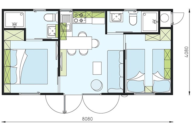 Mobilné domčeky MEDITERAN KEMP SELCE - mobilní domky - M.home 4(+2) COMFORT