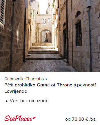 Výlet Dubrovnik, Chorvatsko, pěší prohlídka Game of Thrones s pevností Lovrijenac